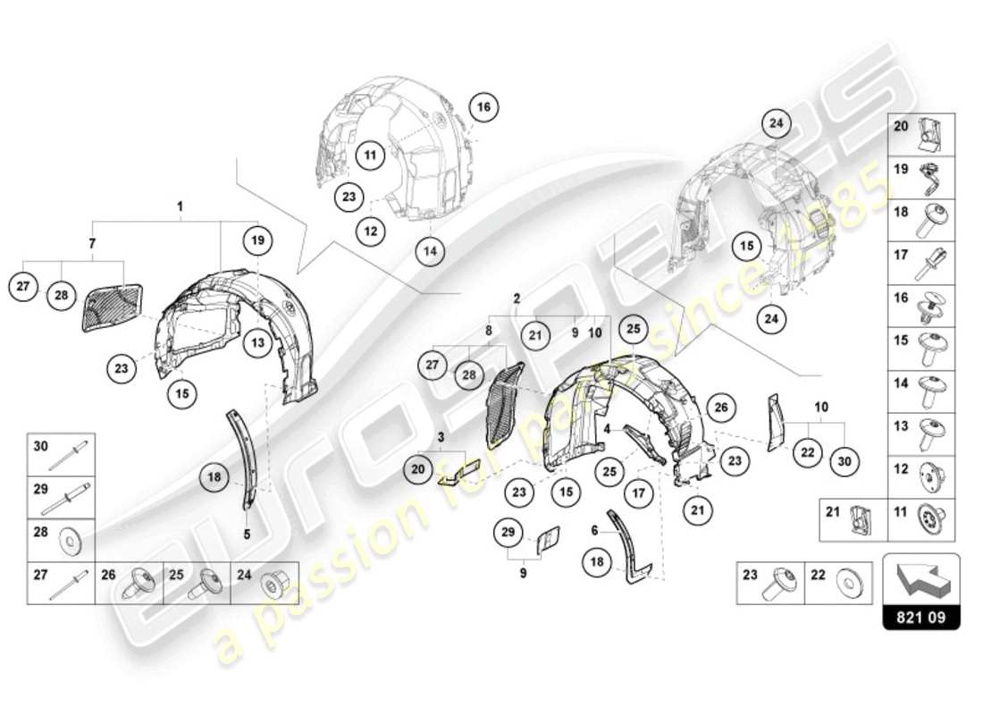 lamborghini sterrato (2024) radkastenverkleidung ersatzteildiagramm
