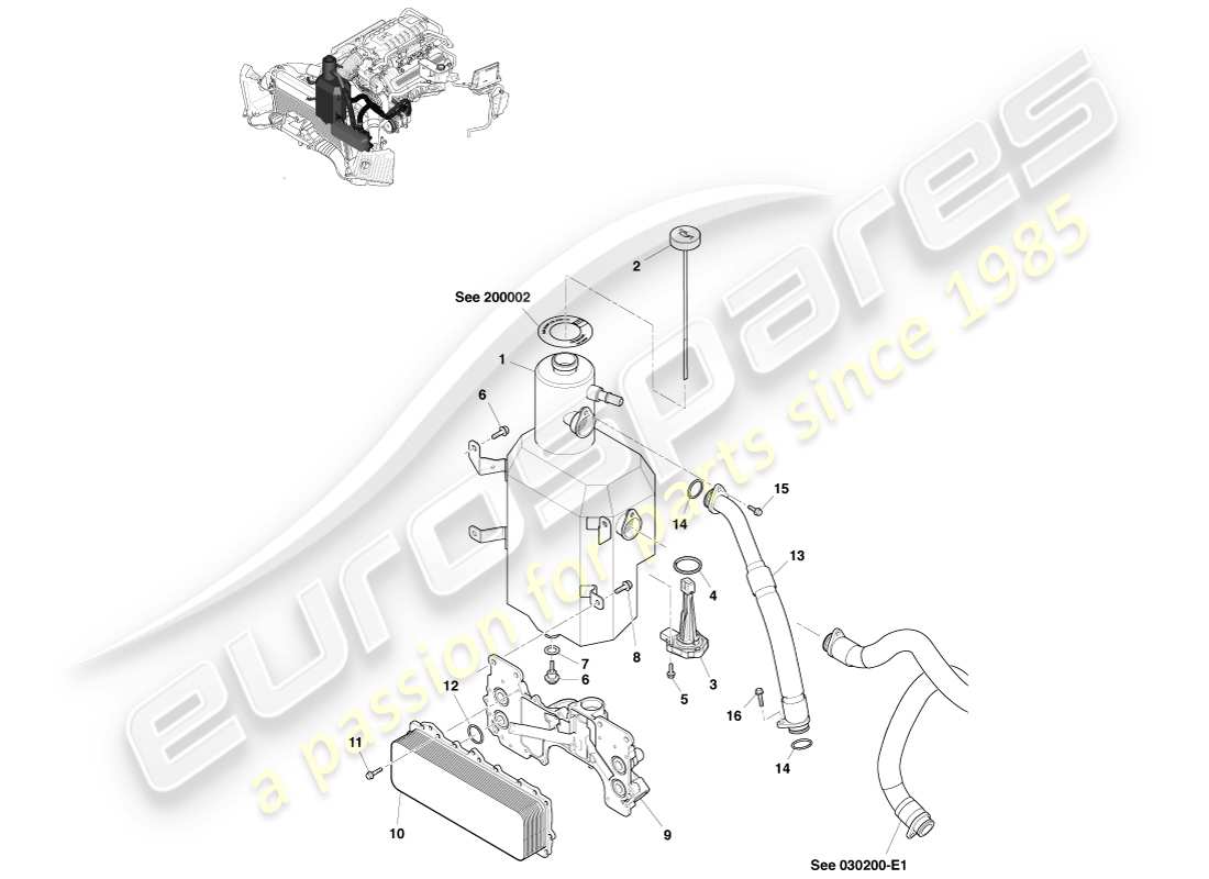 aston martin v8 vantage (2005) motorschmierung, leitungspassteildiagramm
