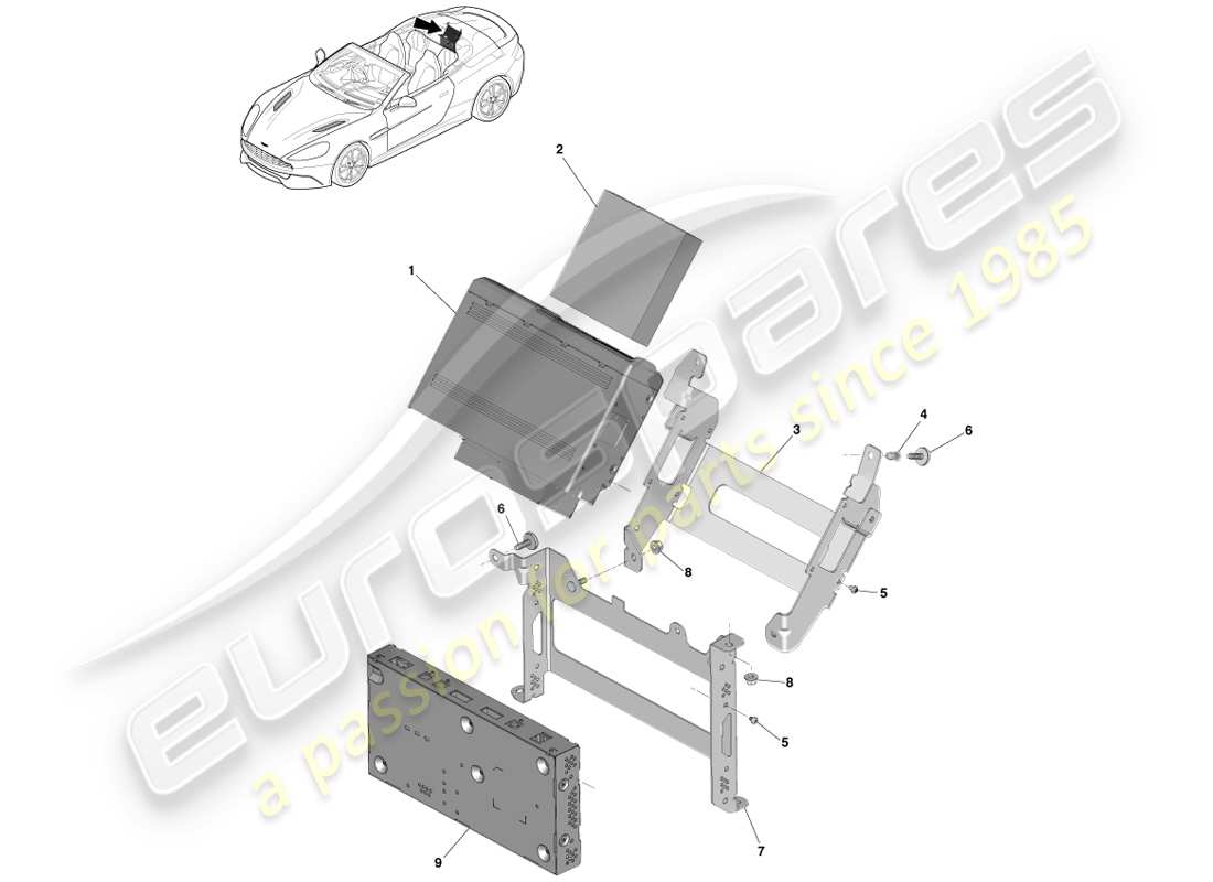 aston martin vanquish (2013) cd-multiwechsler, volante-ersatzteildiagramm
