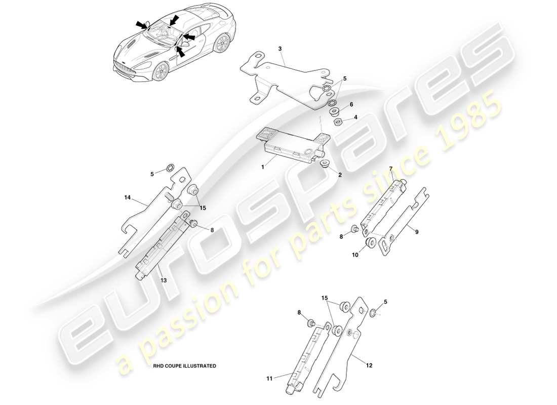 aston martin vanquish (2013) radioantenne, 14.5my ersatzteildiagramm