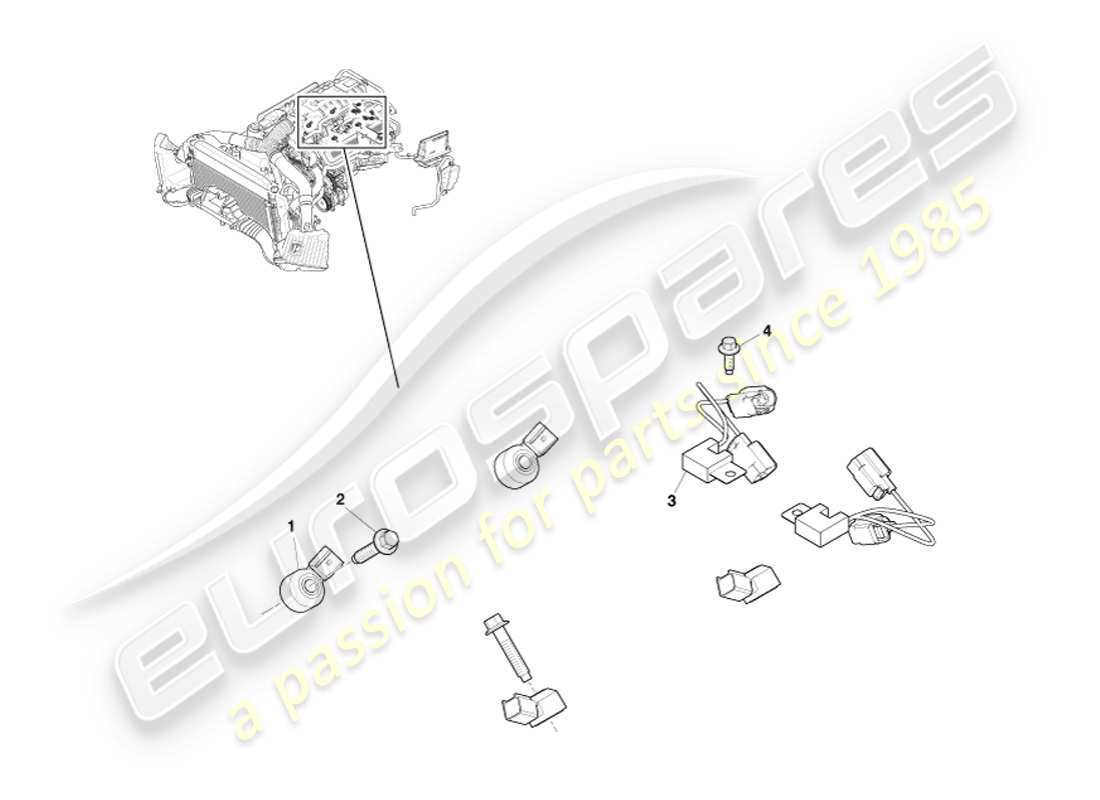aston martin v8 vantage (2005) teilediagramm der elektronischen motorsteuerung