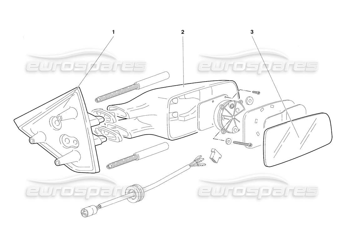 lamborghini diablo se30 (1995) externe rückspiegel (gültig für rh d. version - januar 1995) teilediagramm