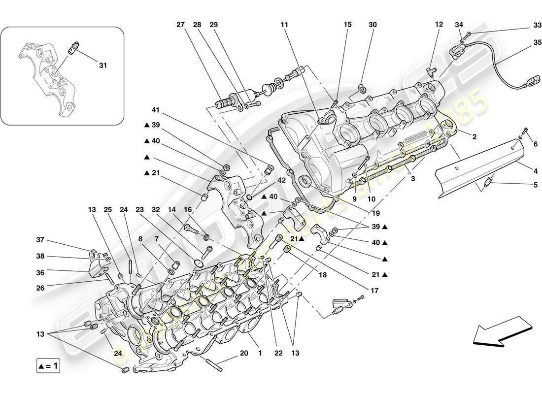 ferrari f430 coupe (europe) linker zylinderkopf teilediagramm