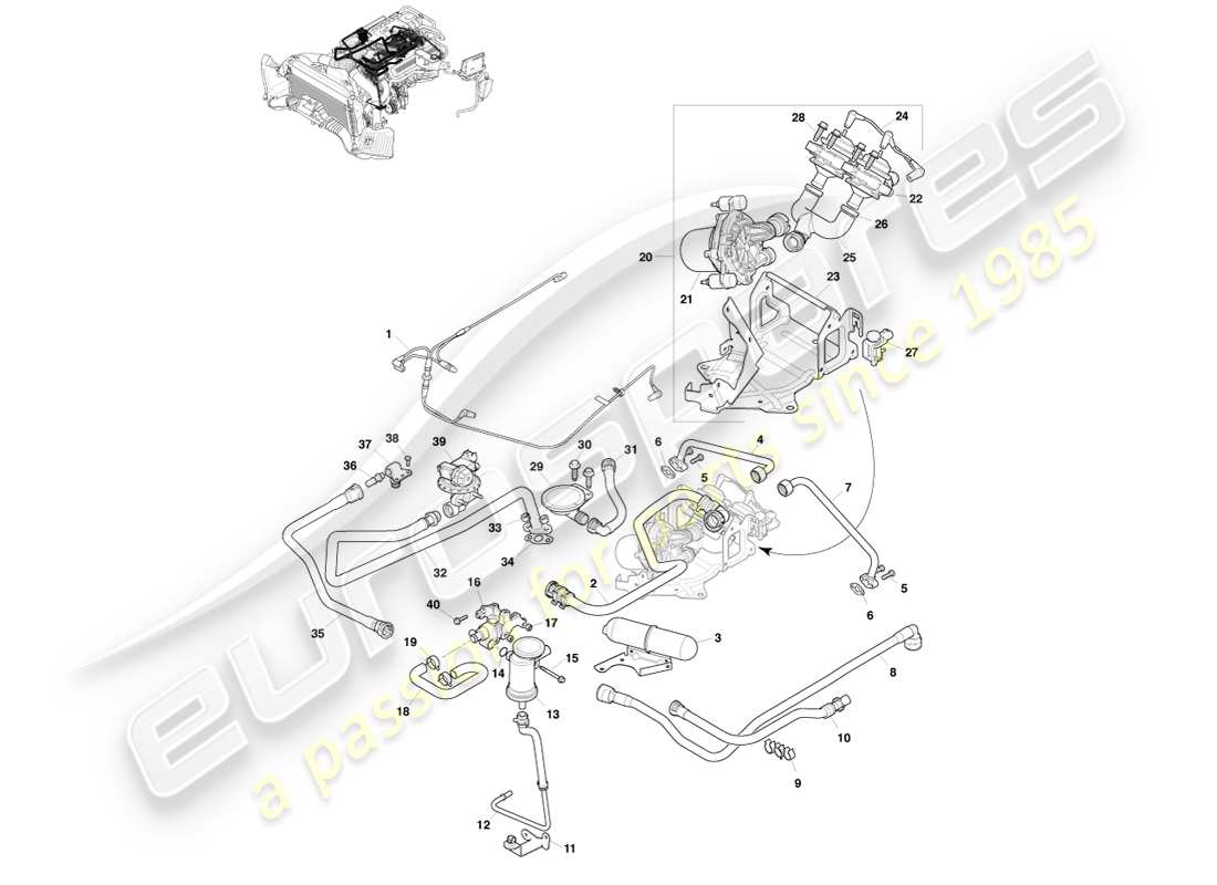 aston martin v8 vantage (2007) emission control teilediagramm