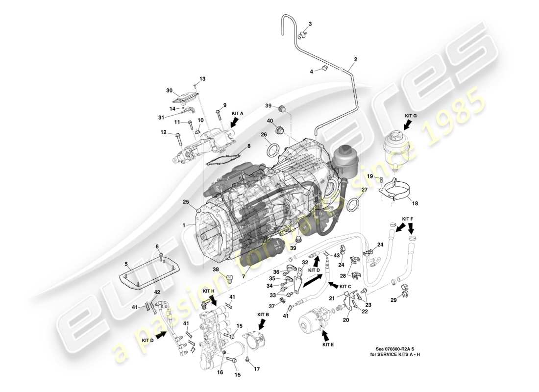 aston martin v8 vantage (2007) transaxle, manuell, 7 spd ersatzteildiagramm
