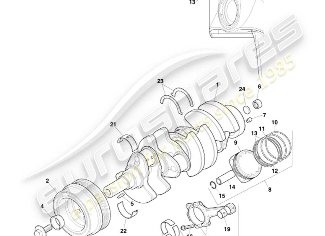aston martin v8 vantage (2011) teilediagramm für die stromumwandlung