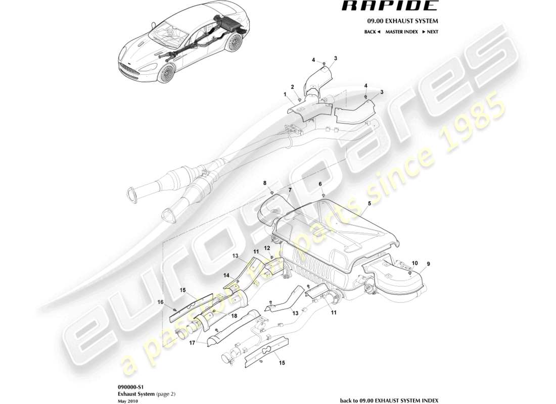 aston martin rapide (2017) hitzeschilde, vorderteildiagramm