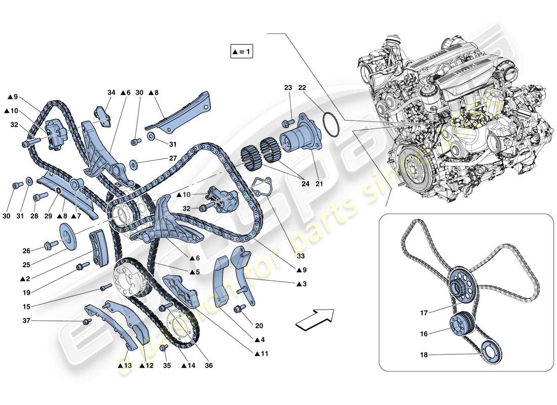 ferrari 488 spider (rhd) steuersystem - antriebsteildiagramm