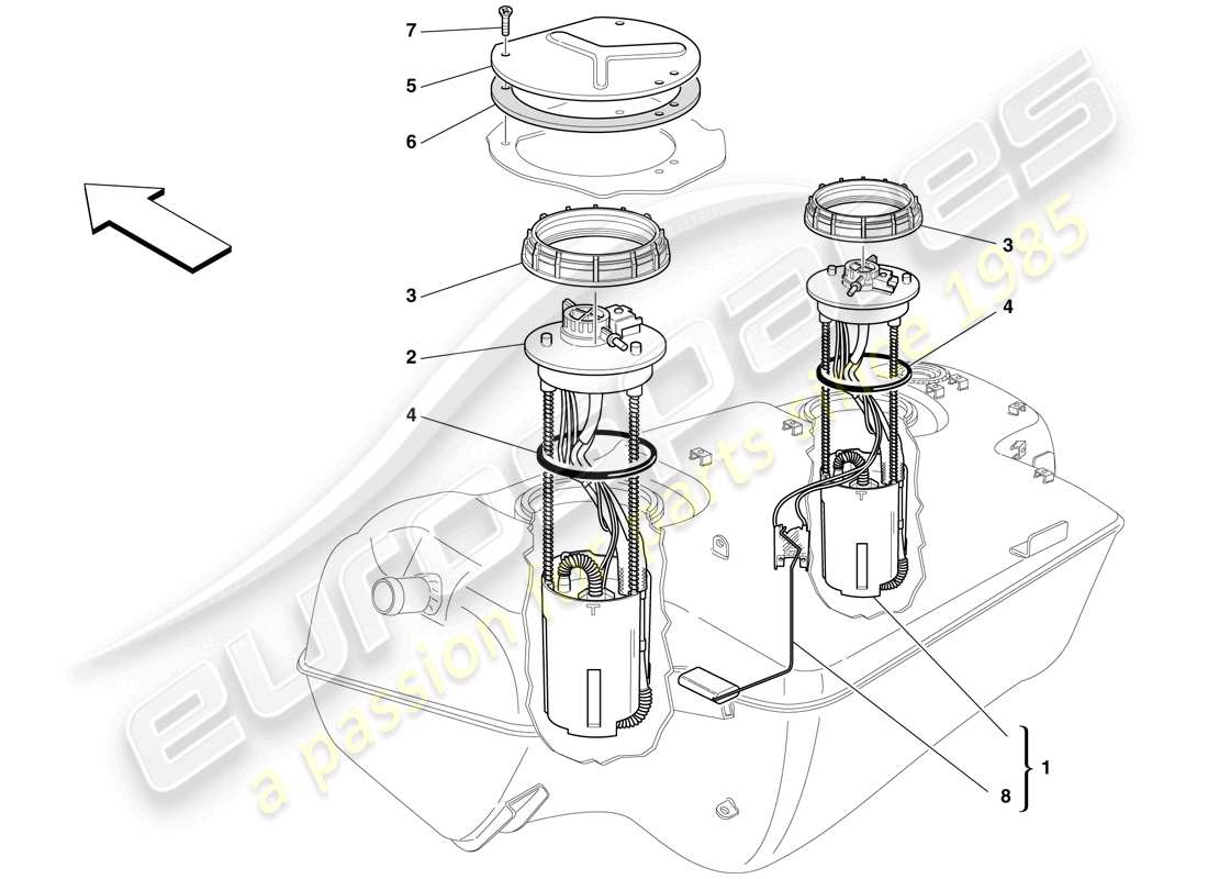 ferrari 599 gtb fiorano (europe) kraftstoffpumpe teilediagramm