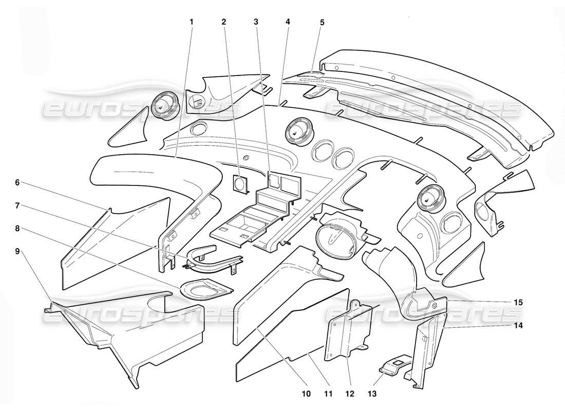 lamborghini diablo (1991) fahrgastraumverkleidung (gültig für australien-version - oktober 1991) teilediagramm