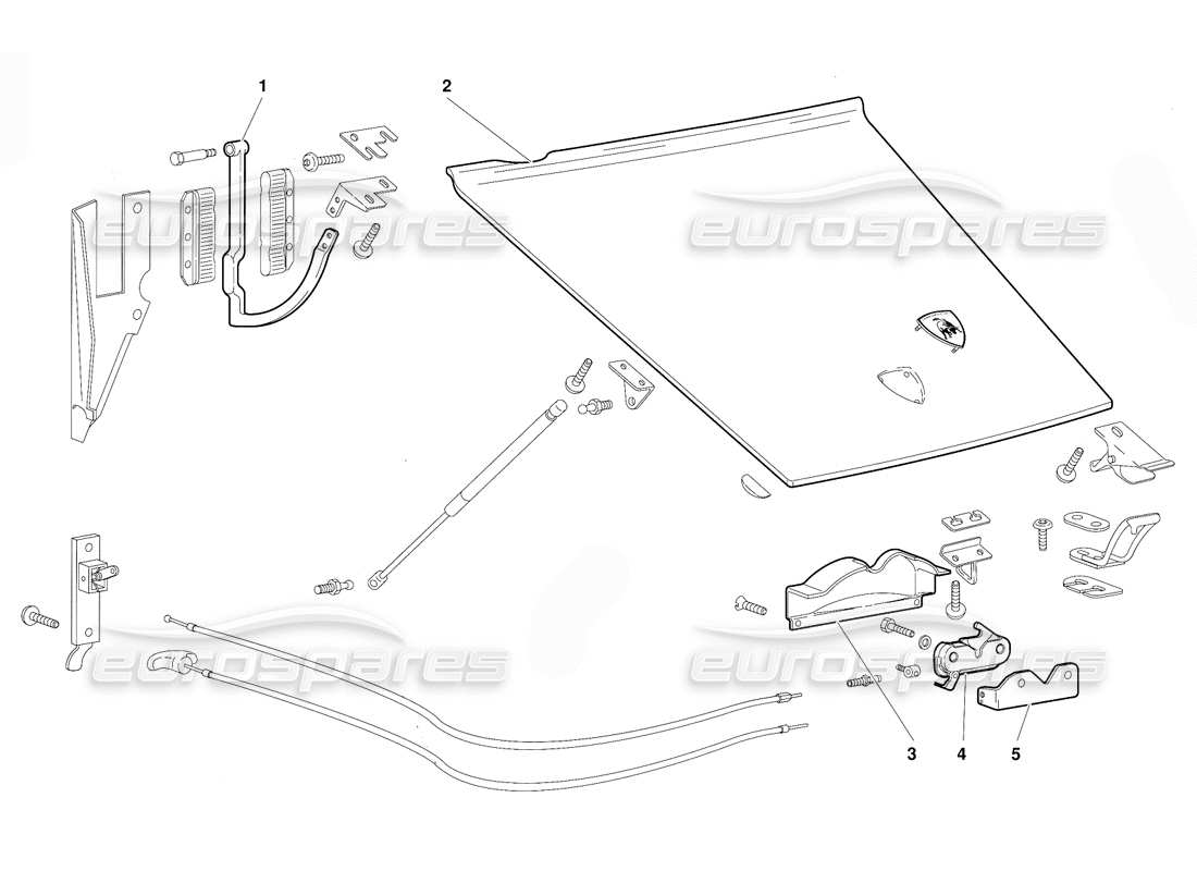 lamborghini diablo (1991) fronthaube (gültig für australien-version - oktober 1991) teilediagramm