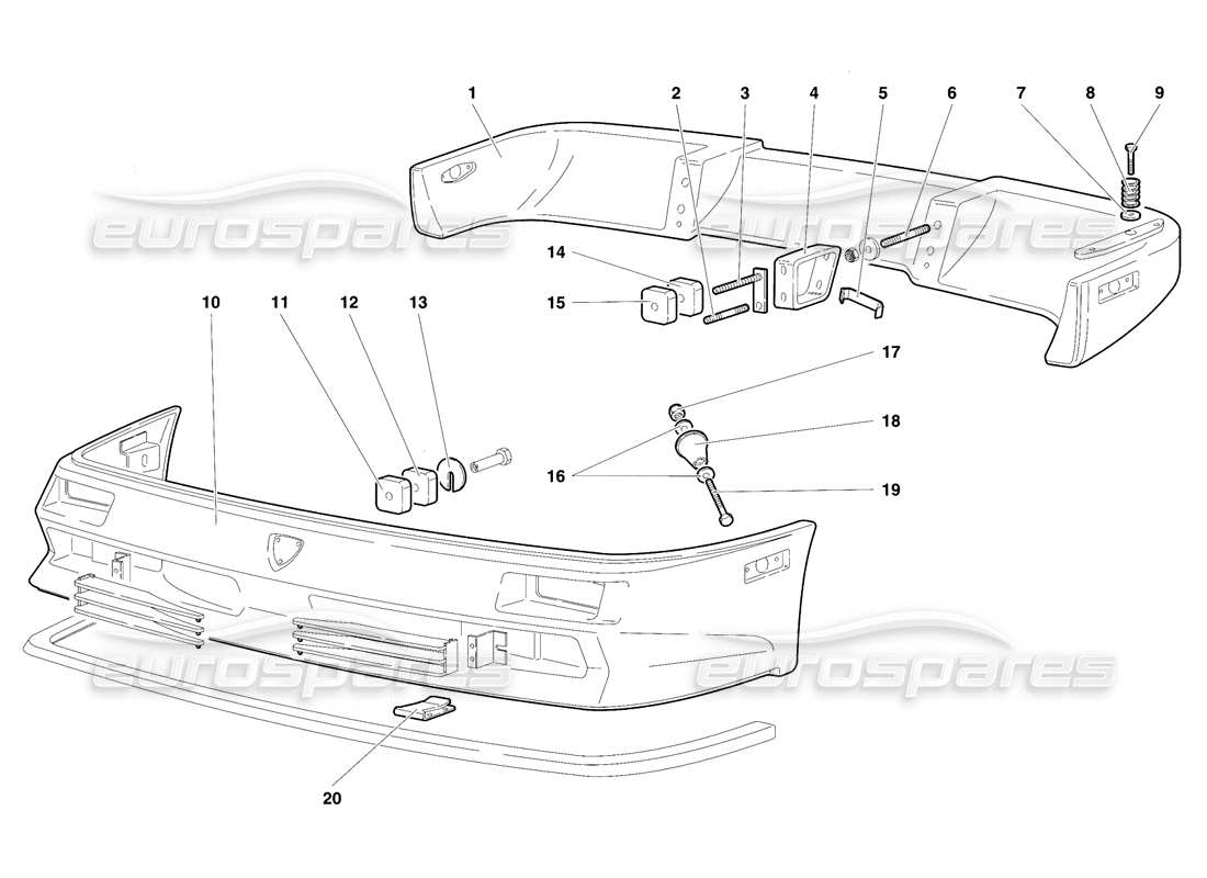 lamborghini diablo se30 (1995) stoßstangen (gültig für usa - januar 1995) teilediagramm