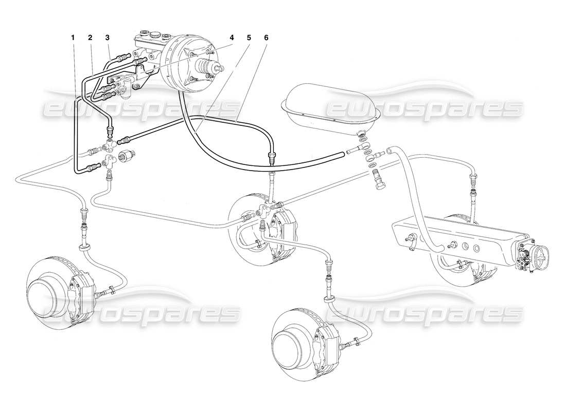 lamborghini diablo sv (1997) bremssystem (gültig für rh d. - märz 1997) teilediagramm