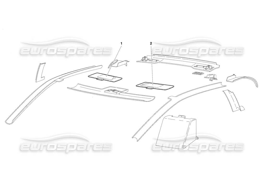lamborghini diablo se30 (1995) fahrgastraumverkleidung (gültig für usa - januar 1995) teilediagramm