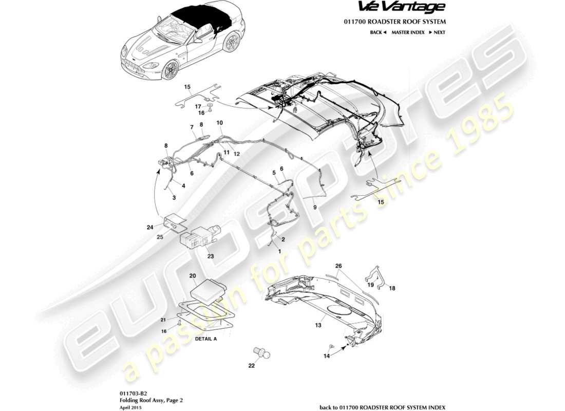aston martin v12 vantage (2010) roadsterdach, seite 2 teilediagramm