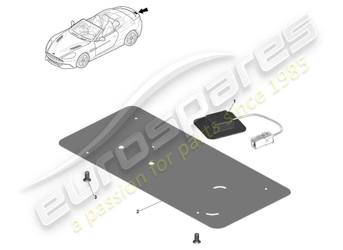 aston martin vanquish (2013) gps-antenne, volante-teilediagramm