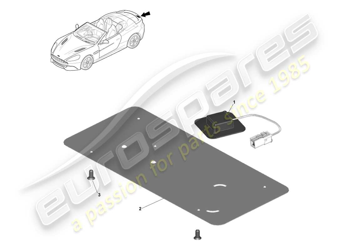 aston martin vanquish (2014) gps-antenne, volante-teilediagramm