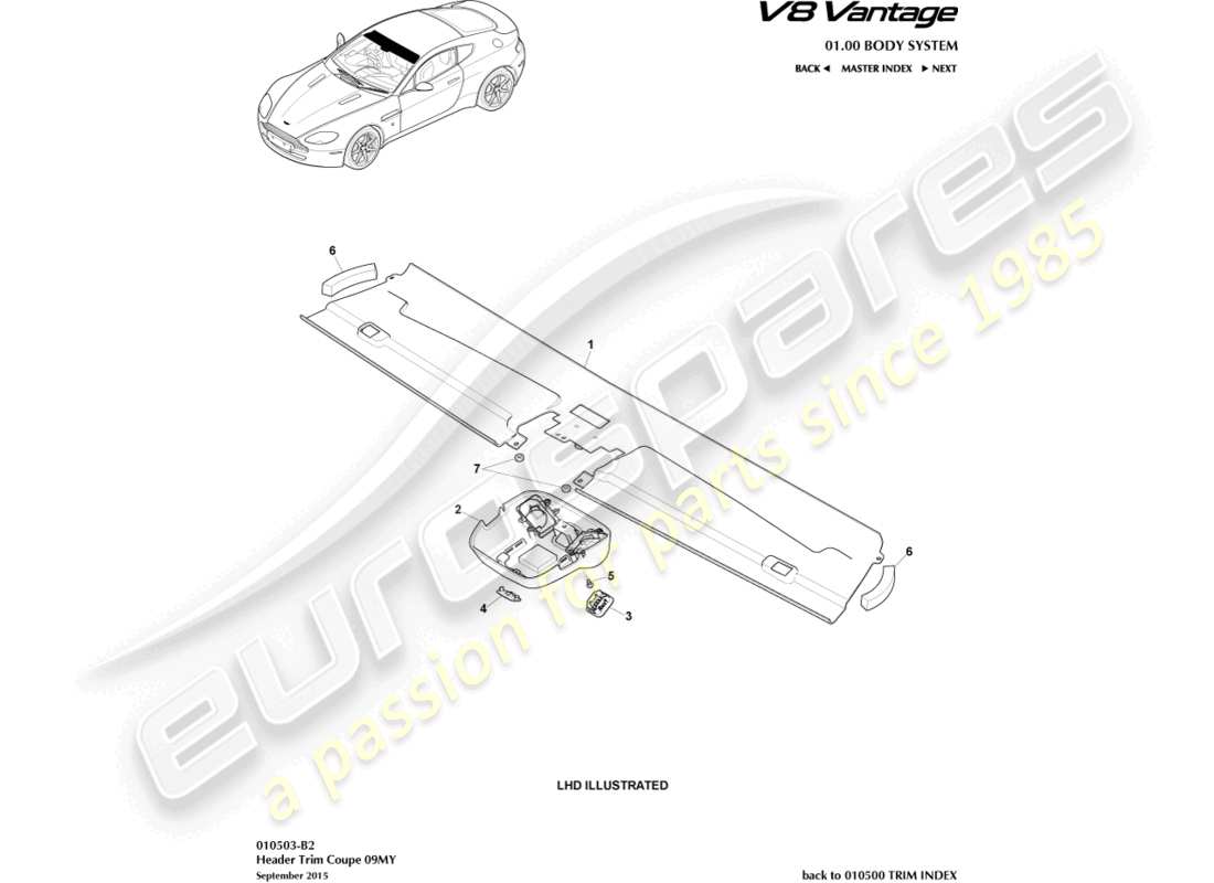 aston martin v8 vantage (2018) krümmerverkleidung, coupé 09my ersatzteildiagramm