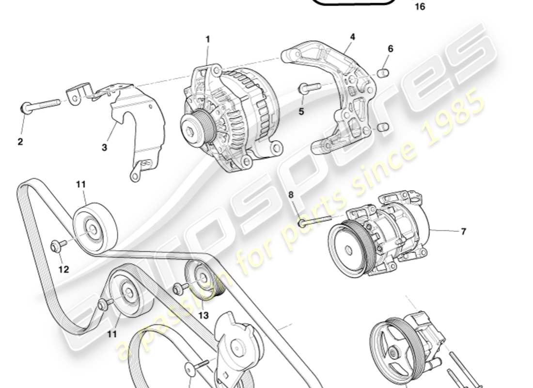 aston martin db9 (2011) zubehörantrieb teilediagramm