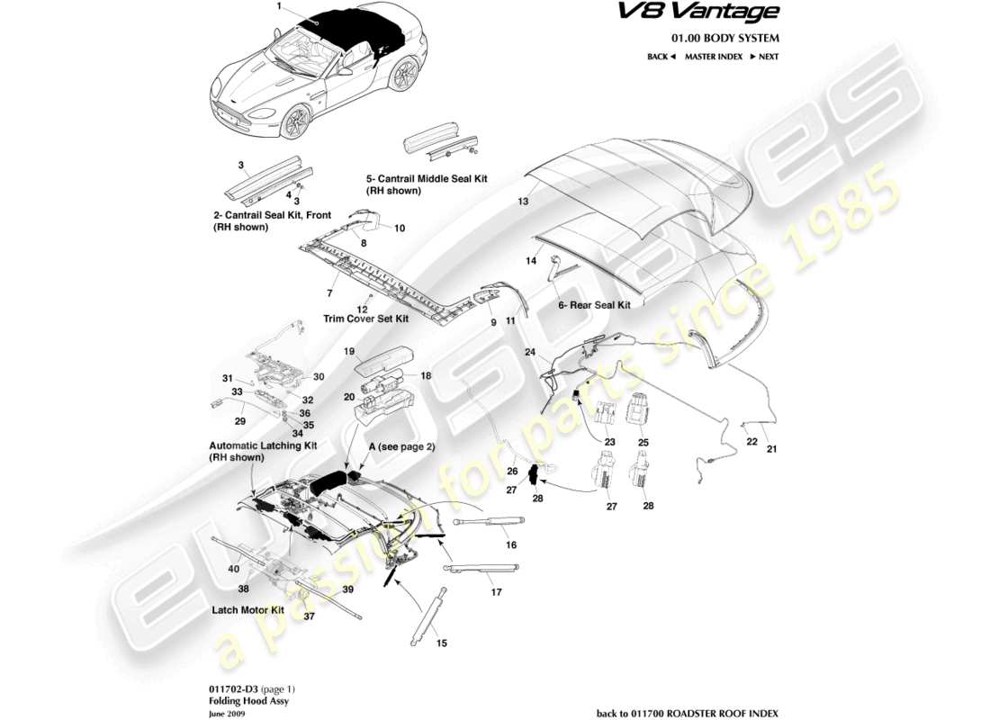 aston martin v8 vantage (2012) roadsterdach, page1 ersatzteildiagramm