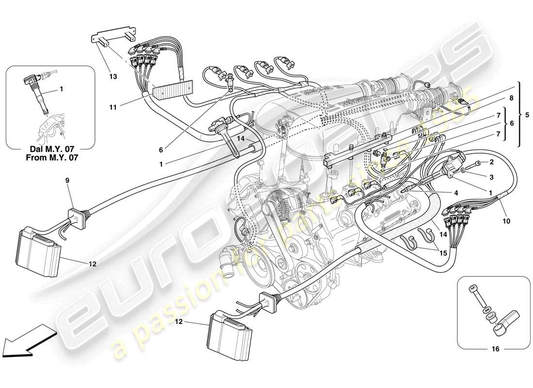 ferrari f430 spider (rhd) einspritz-/zündsystem - teilediagramm