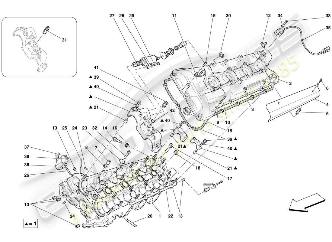 ferrari f430 spider (europe) linker zylinderkopf teilediagramm