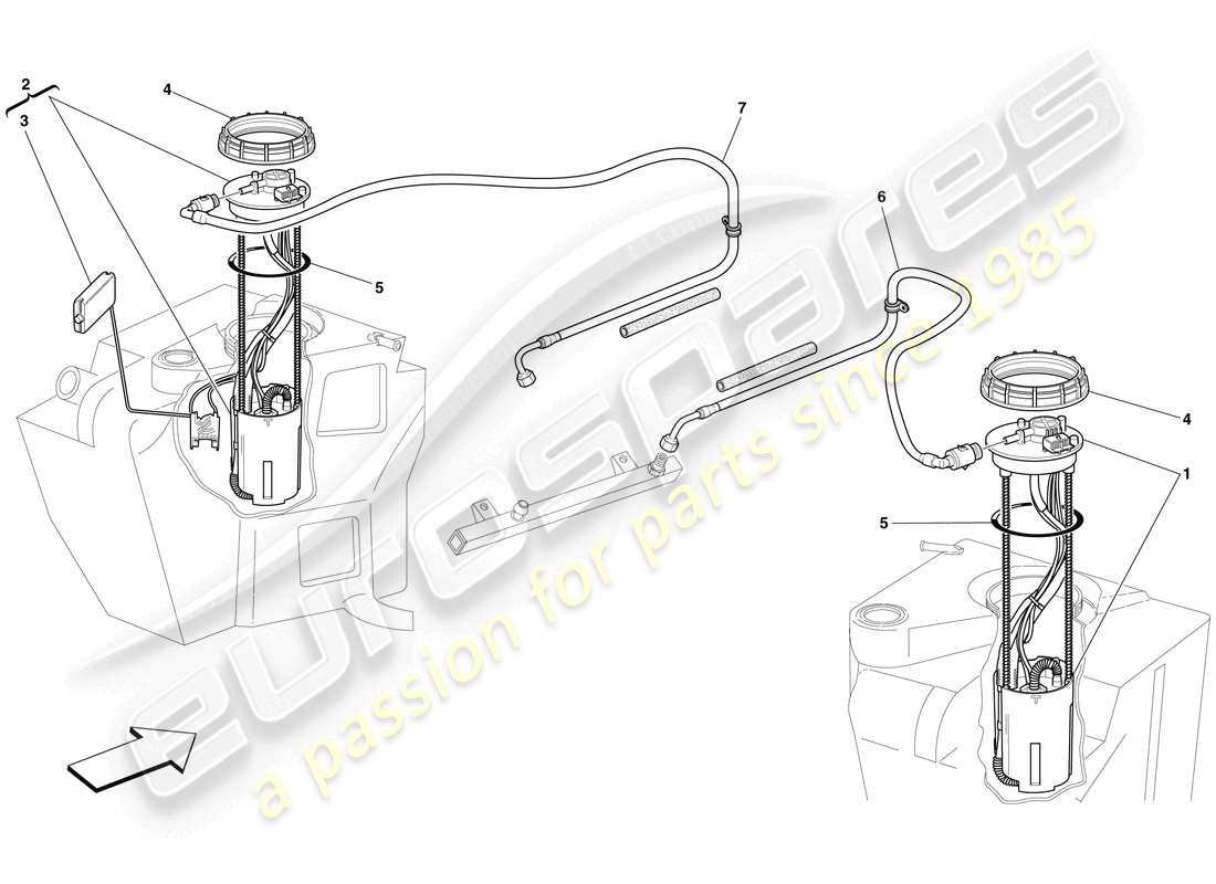ferrari f430 spider (europe) kraftstoffsystempumpen und -leitungen ersatzteildiagramm