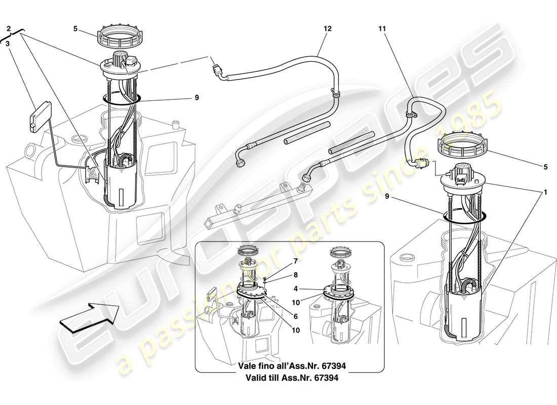 ferrari f430 coupe (europe) kraftstoffsystempumpen und -leitungen ersatzteildiagramm