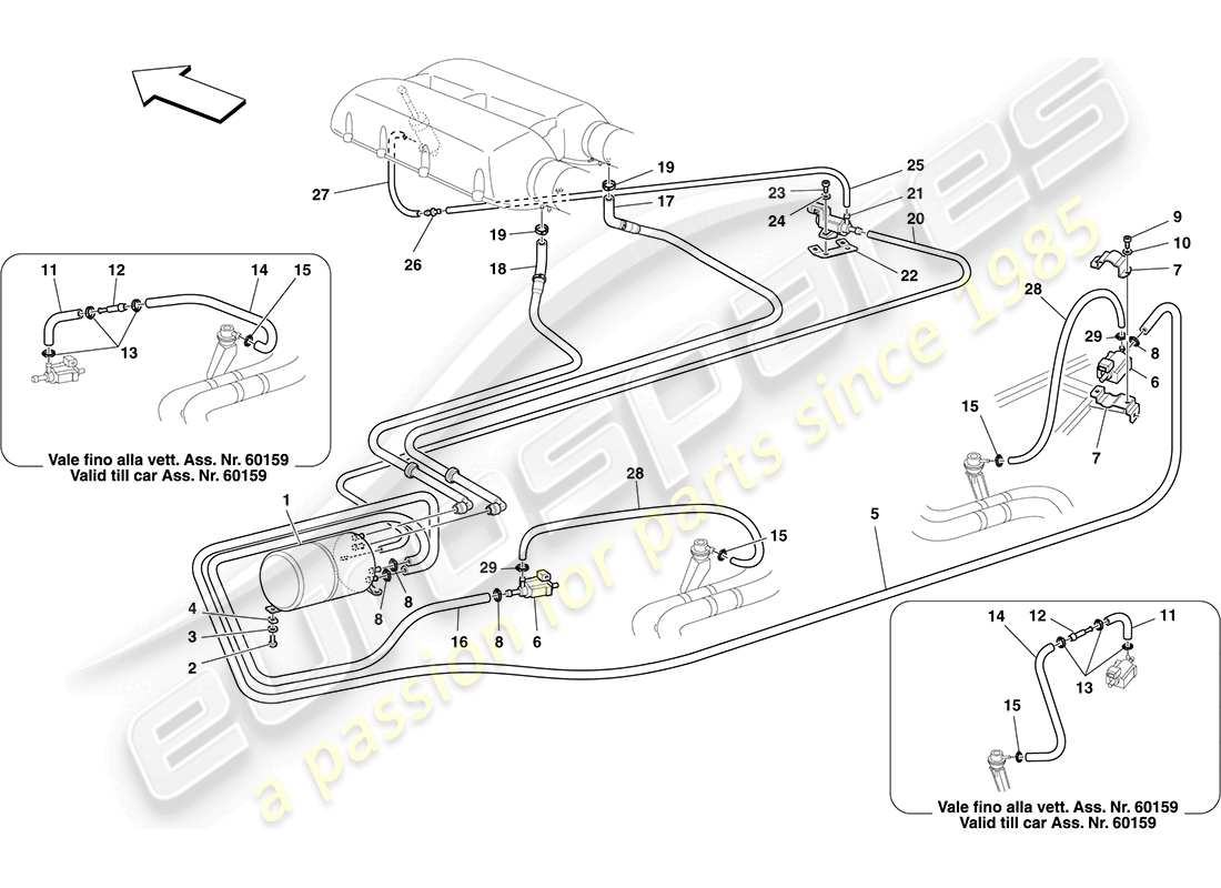 ferrari f430 coupe (rhd) pneumatisches antriebssystem - teilediagramm