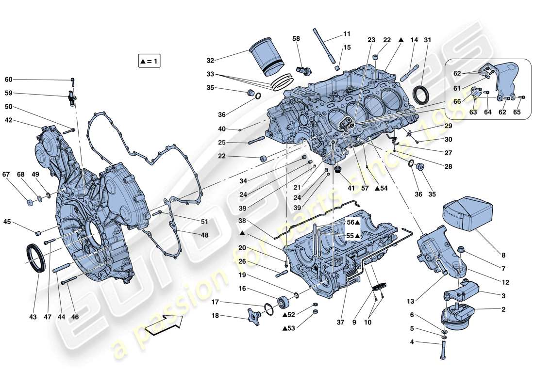 ferrari california t (rhd) kurbelgehäuse-teilediagramm