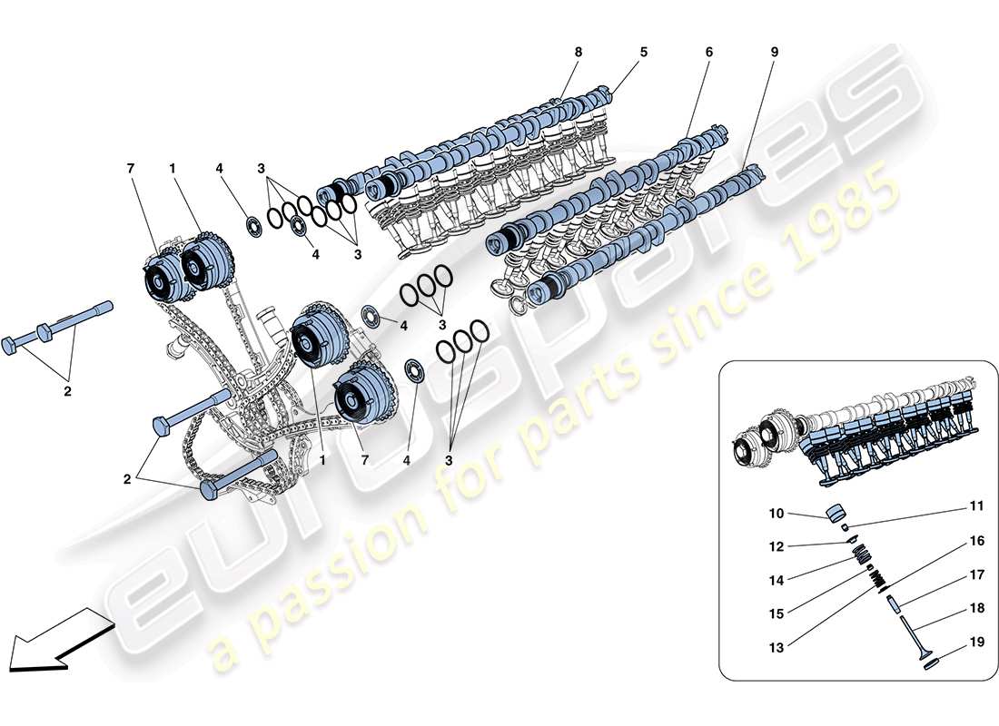 ferrari ff (europe) steuersystem - stößel-teilediagramm