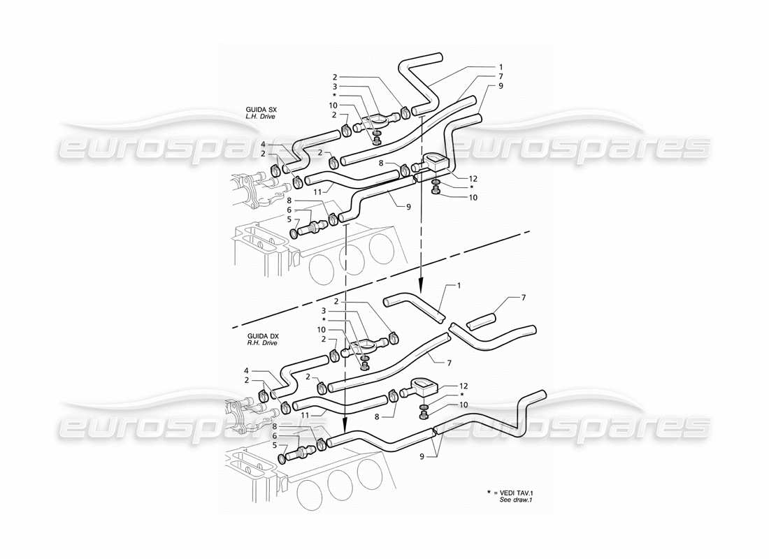 maserati ghibli 2.8 gt (variante) teilediagramm für turbokühlrohre