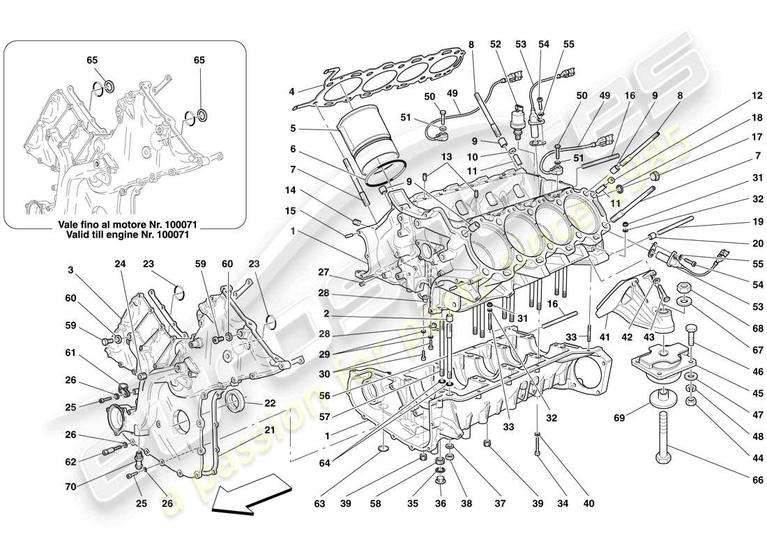 ferrari f430 spider (rhd) kurbelgehäuse-teilediagramm
