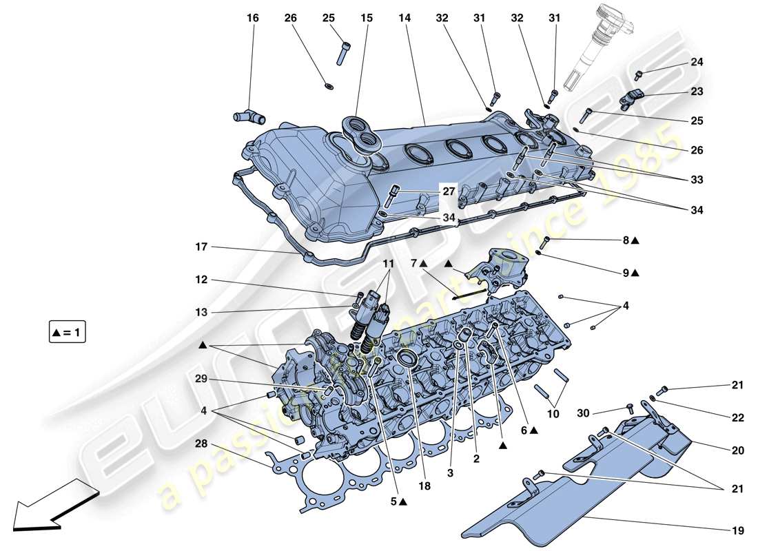 ferrari f12 berlinetta (europe) linker zylinderkopf teilediagramm