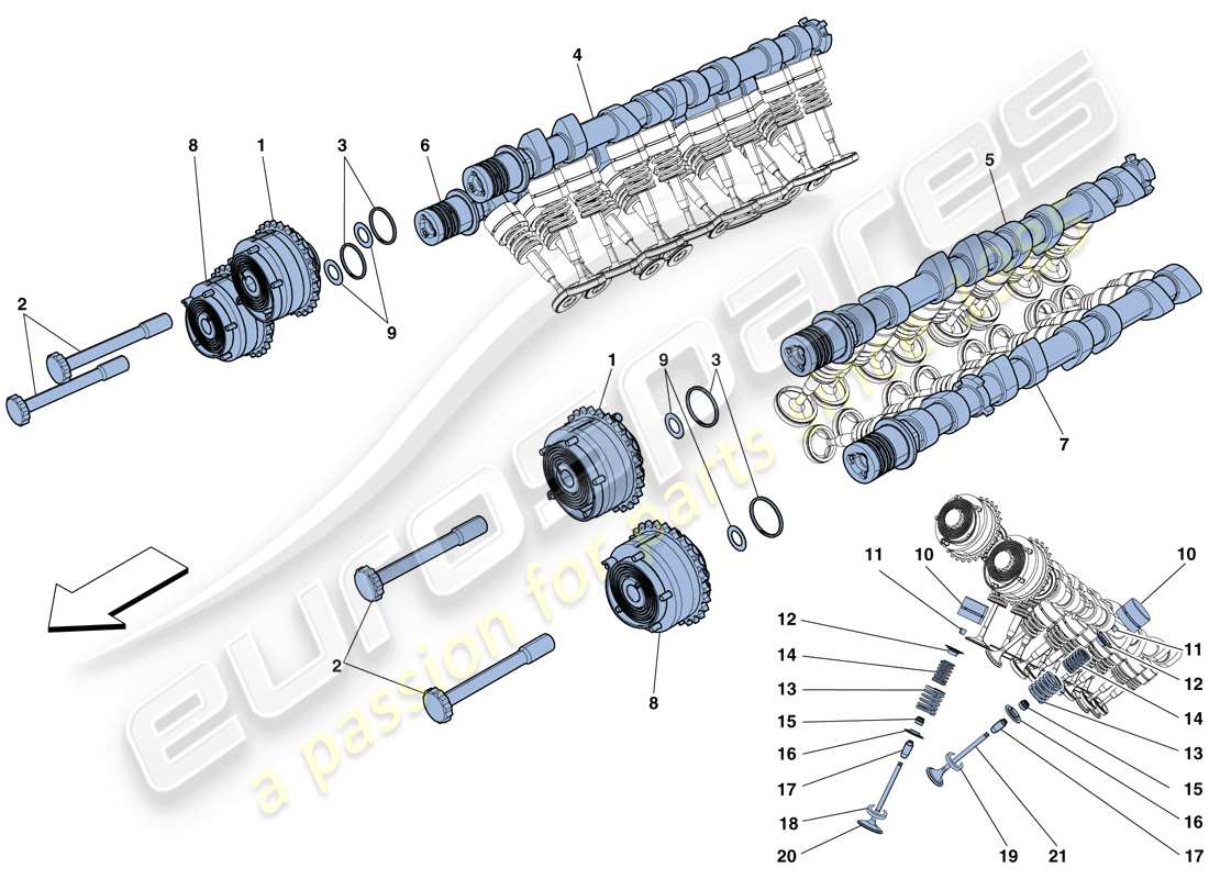 ferrari 458 italia (europe) steuersystem - stößel-teilediagramm