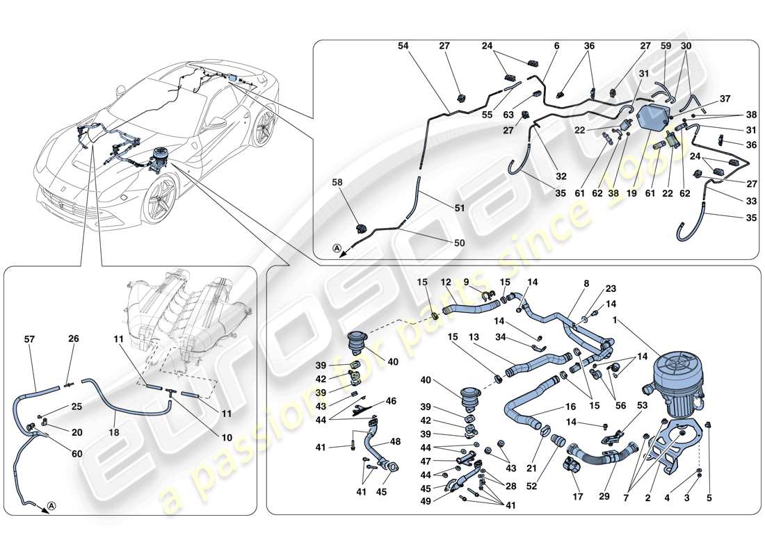 ferrari f12 berlinetta (rhd) sekundärluftsystem teilediagramm