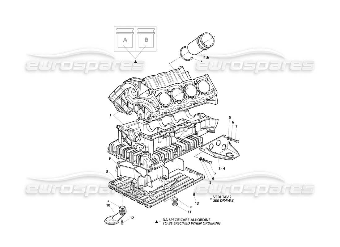 MASERATI QTP V8 EVOLUZIONE TEILEDIAGRAMM FÜR MOTORBLOCK UND ÖLWANNE maserati qtp v8 evoluzione teilediagramm für motorblock und ölwanne