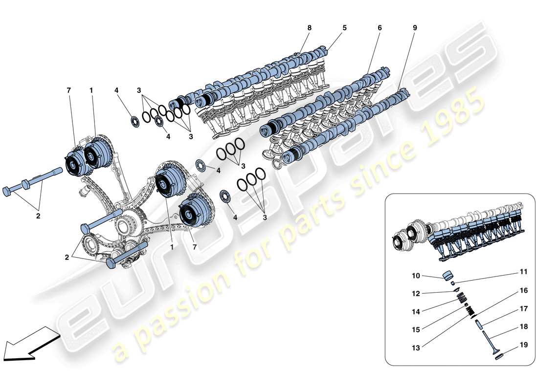 ferrari f12 berlinetta (rhd) steuersystem - stößel-teilediagramm