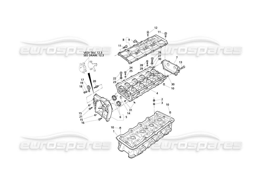 MASERATI QTP V8 EVOLUZIONE ZYLINDERKÖPFE, LINKES RAHMENTEILDIAGRAMM maserati qtp v8 evoluzione zylinderköpfe, linkes rahmenteildiagramm