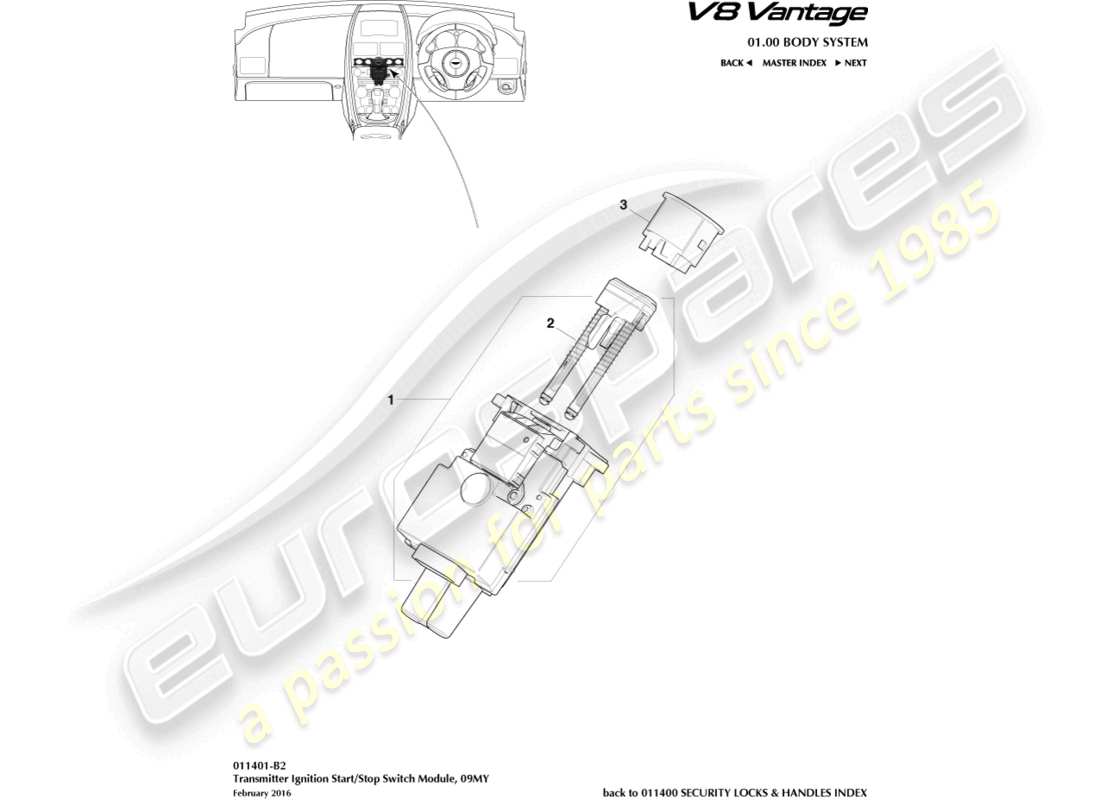 aston martin vantage gt8 (2017) start/stop-modul, 09my teilediagramm