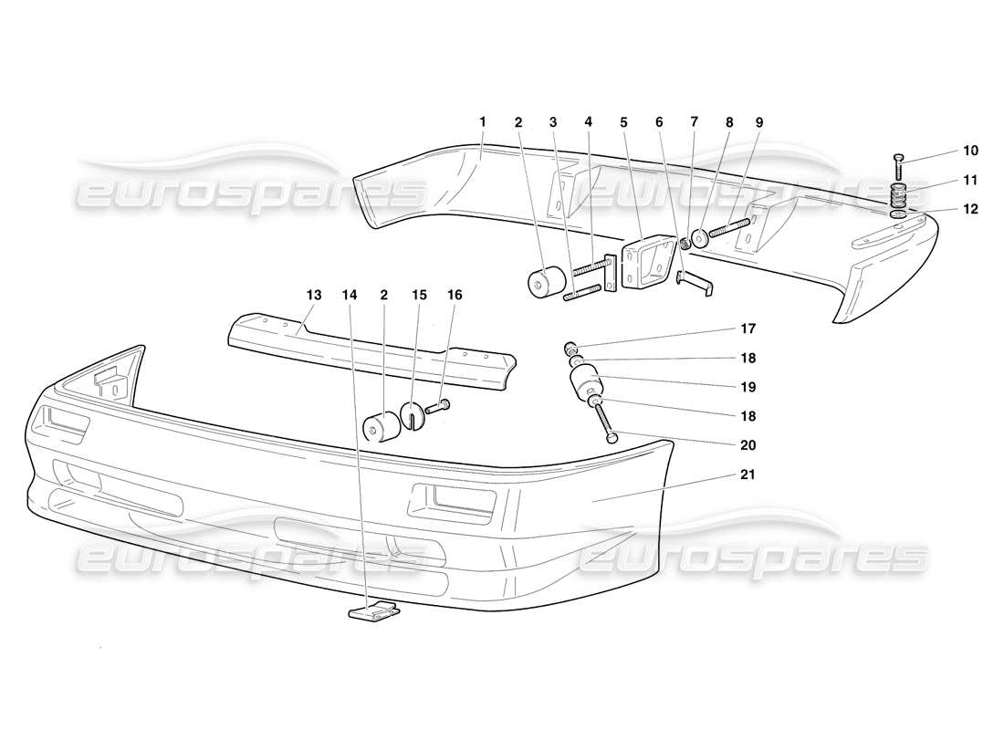 lamborghini diablo sv (1997) stoßfänger (gültig für saudi-arabien - märz 1997) ersatzteildiagramm