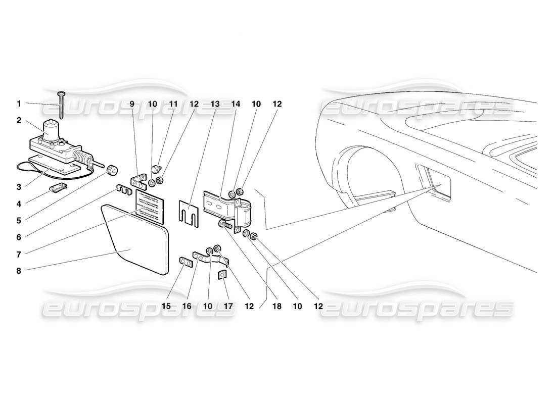 lamborghini diablo se30 (1995) tankdeckel (gültig für kanada – januar 1995) teilediagramm