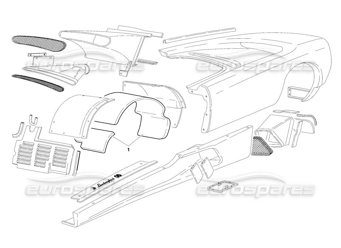 lamborghini diablo se30 (1995) karosserieelemente (gültig für die schweiz - januar 1995) teilediagramm