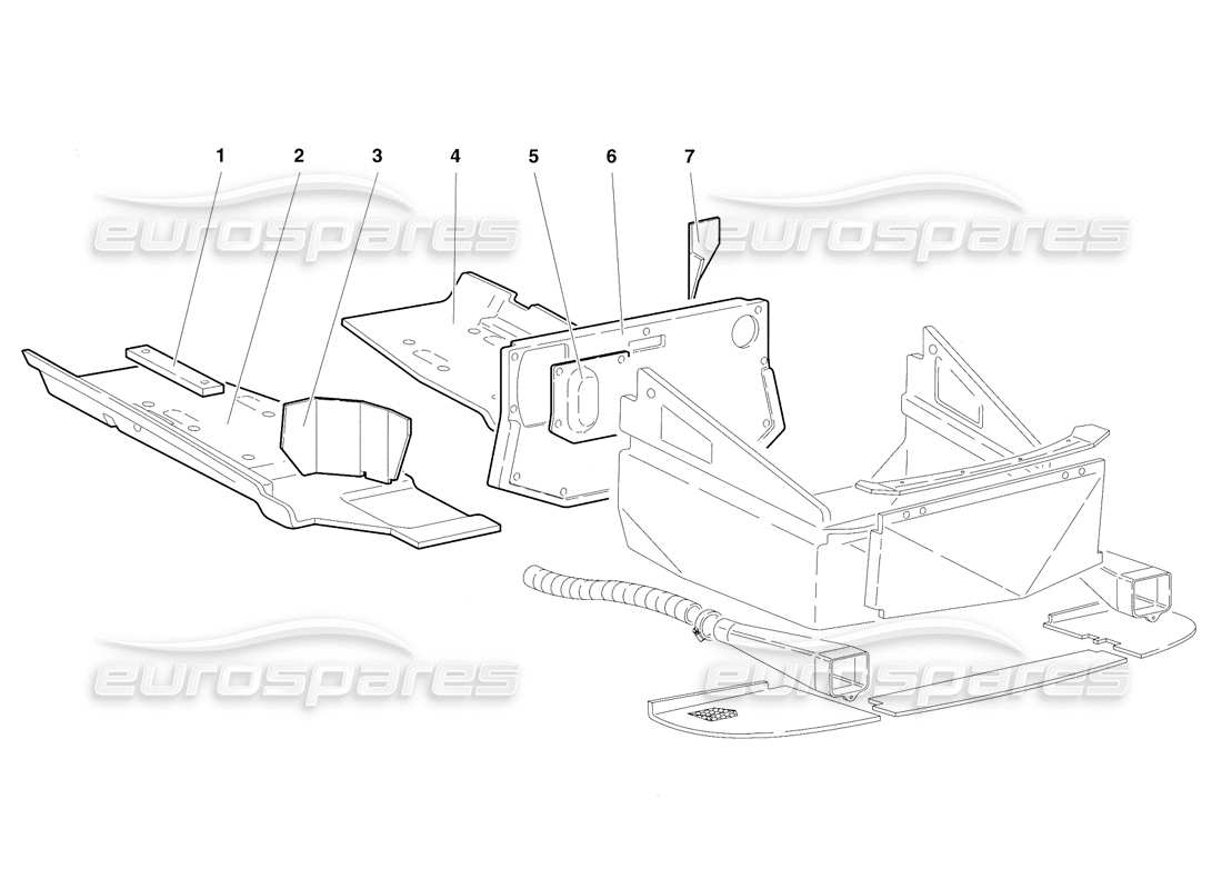 lamborghini diablo se30 (1995) rahmenbodenplatten (gültig für rh d. version - januar 1995) teilediagramm