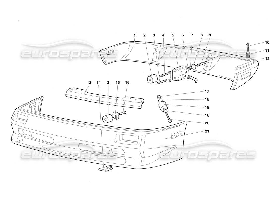 lamborghini diablo sv (1997) stoßfänger (gültig für kanada – märz 1997) teilediagramm