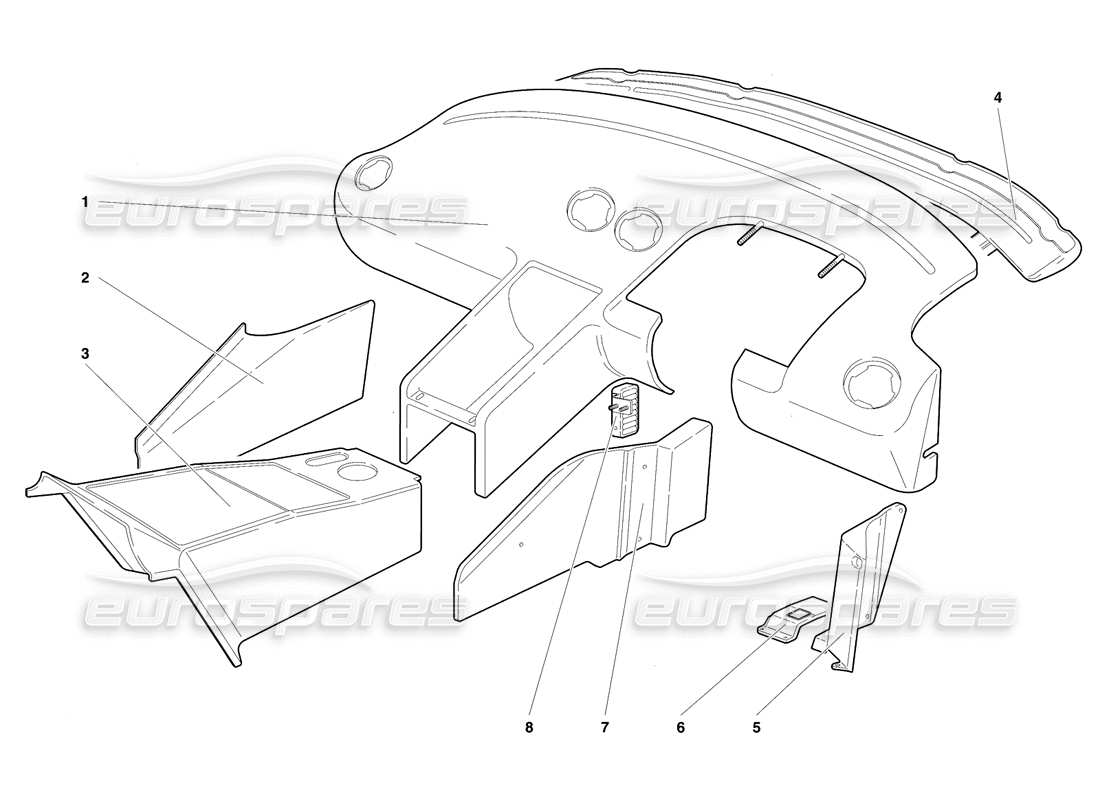 lamborghini diablo se30 (1995) fahrgastraumverkleidung (gültig für rh d. version - januar 1995) teilediagramm