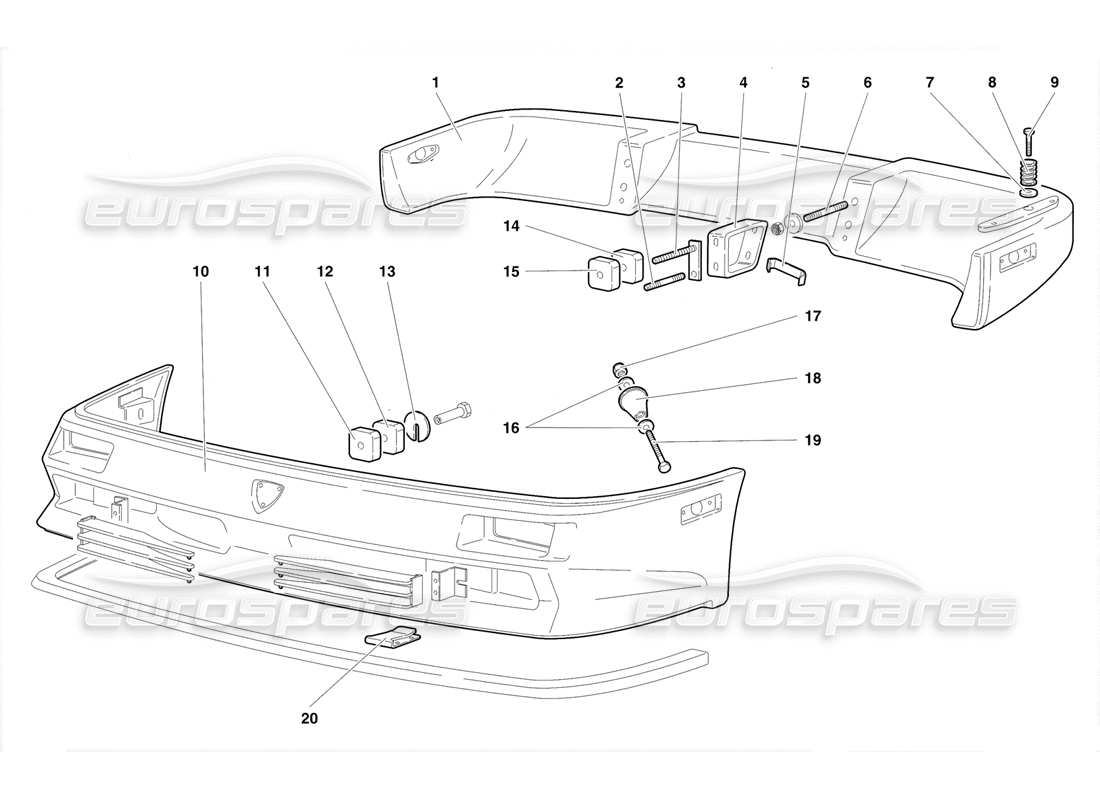 lamborghini diablo se30 (1995) stoßstangen (gültig für kanada – januar 1995) teilediagramm