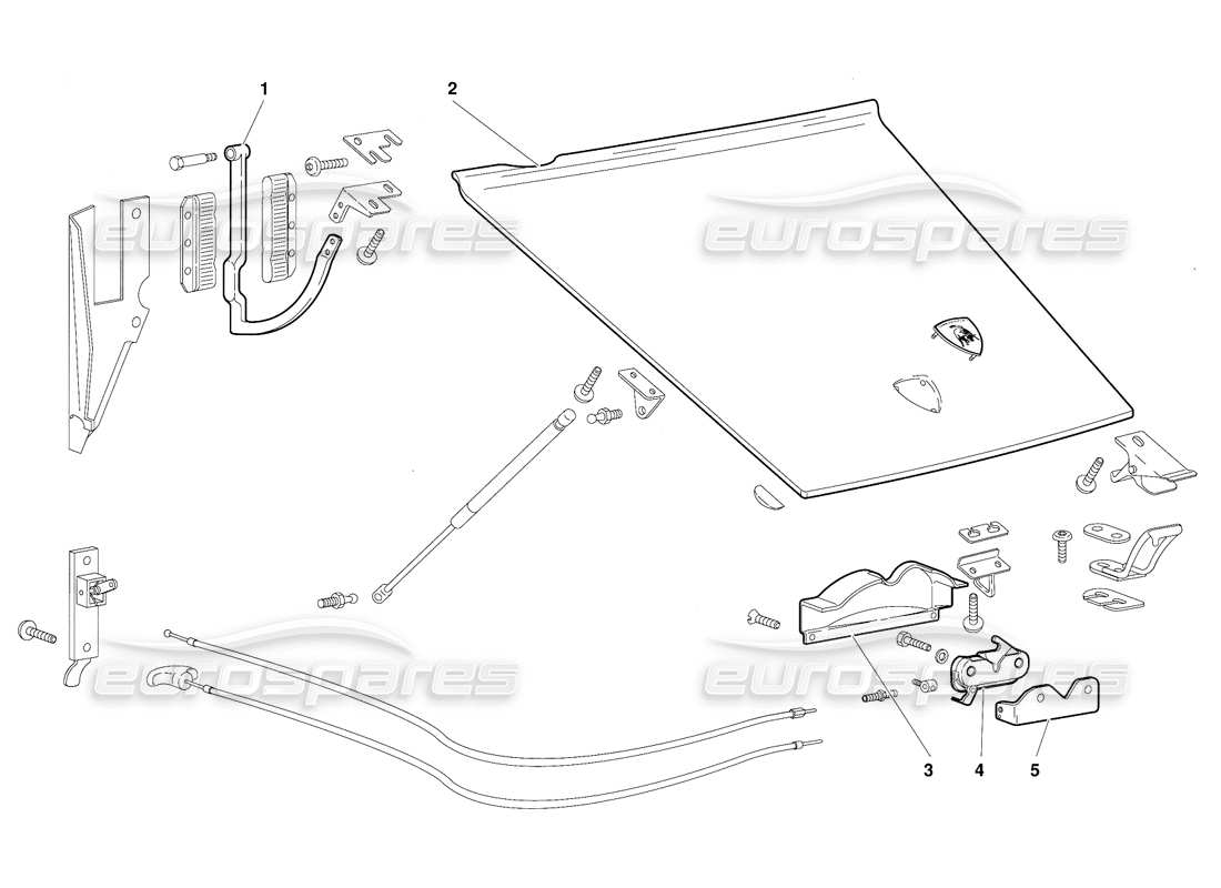 lamborghini diablo (1991) fronthaube (gültig für gb-version – oktober 1991) teilediagramm