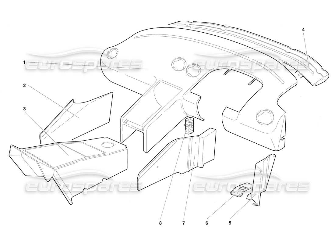 lamborghini diablo sv (1997) fahrgastraumverkleidung (gültig für rh d. - märz 1997) teilediagramm