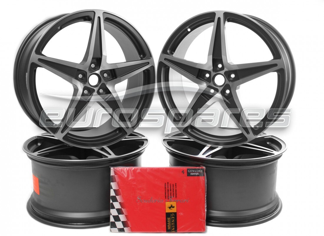 NEU (SONSTIGE) Ferrari DUNKELGRAUER DIAMOND-CUT-FELGENSATZ/TITANSCHRAUBEN. TEILENUMMER 70001726 (1)